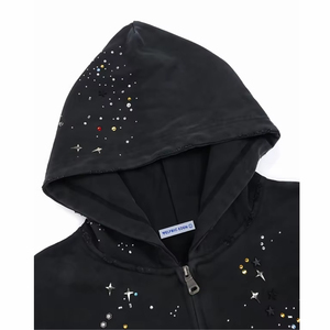 Sweats à capuche délavés pour hommes Streetwear Heavyweight 480gsm Cotton Vintage Oversize Pocket Sweatshirts à capuche pour hommes Logo personnalisé - Product Image 2