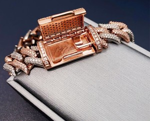 Pulsera de eslabones cubanos de diamantes de moissanita de Ley 925 de oro rosa y plata, collar, joyería Unisex de estilo cubano Popular - Product Image 5