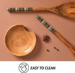 Repose-cuillère en bois d'acacia pour cuisinière, repose-cuillère à café pour comptoir de cuisine, porte-spatule de cuisine rond pour comptoir, cuillère - Product Image 6