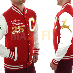 2025 Customized MAXFIT ENTERPRISES Men's Varsity <b>Jacket</b> <b>Christmas</b> Patch Stand Front Good Quality Canvas Multiple Colors - Product Image 5