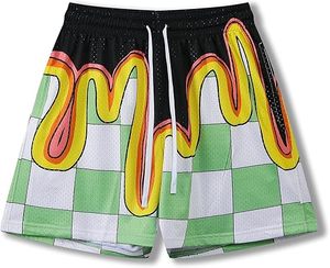 Shorts de basketball pour hommes personnalisés avec logo, style urbain, grande taille, imprimé animal, respirant, séchage rapide, taille élastique, polyester - Product Image 1