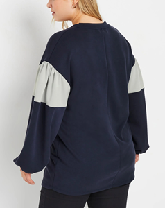 Sudadera de mujer Streetwear de alta calidad, jersey de bloque de color personalizado, sudadera de cuello redondo de algodón 100% de peso pesado para mujer - Product Image 5