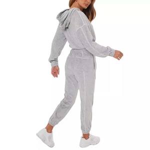 Cotton Fleece Sports Jogger <b>Crop</b> <b>Tops</b> Hoodies Slim Fit Jogging Set For Women Sweat Suits Sets Pullover Wholesale Price Suit 2026 - Product Image 2