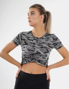 เสื้อยืดเอวลอยสำหรับผู้หญิงเสื้อครอปแขนครึ่งแบบลำลองสำหรับฤดูร้อน - Product Image 4