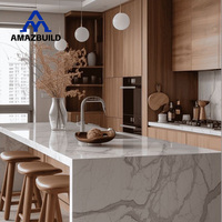 AMAZBUILD Prix d'usine Meubles sous-évier modernes complets laqués Robinet Modulaire Écologique Ignifuge Charnière Îlot de cuisine
