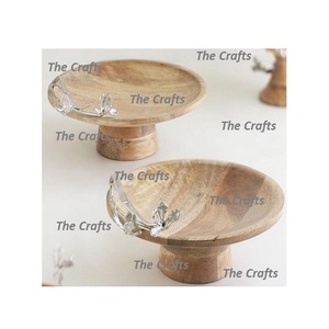 Juego de dos cuencos de madera para servir, tamaño personalizado, forma redonda, cuenco para servir postres de chocolate al mejor precio - Product Image 1