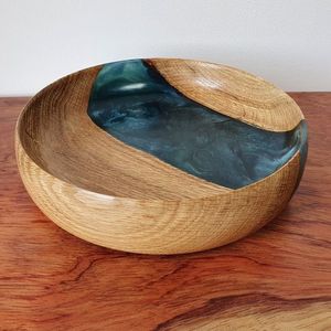 Design en résine vert foncé de luxe finition originale bol en bois de haute qualité décoration de table - Product Image 5