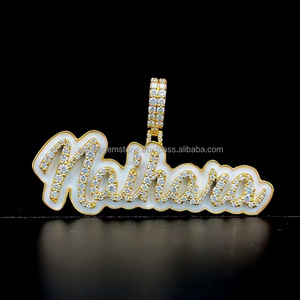 Novedades Último diseño 925 Plata Iced Out VVS Moissanite Diamante Letra Nombre Hiphop Colgante para hombres - Product Image 4