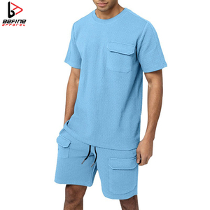 Ensemble t-shirt et short en tissu de coton écologique à séchage rapide respirant et à impression personnalisée pour hommes 2024 Summer Beach Casual Active Bottoms - Product Image 4