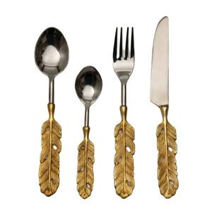 Design Stainless Metal <b>Cutlery</b> Set Silver Glossy Finish <b>Disposable</b> Serving <b>Cutlery</b> Set with Golden Shape <b>Cutlery</b> - Product Image 3