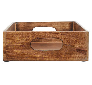 Plateau de service rectangulaire en bois fabriqué à la main du fournisseur de confiance sculpté écologique avec des poignées confortables à faible quantité minimale de commande - Product Image 5