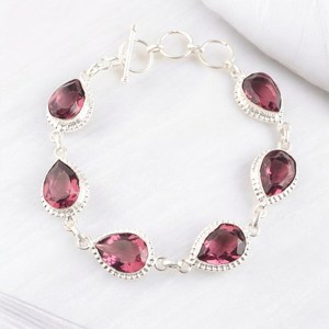 Pulsera de Plata Hecha a Mano con Circonita Natural de 7 a 9 Pulgadas, Plata de Ley 925, Diseño Clásico Simple y Lujoso, Joyería, Regalo de Aniversario - Product Image 2