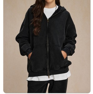 เสื้อฮู้ดผู้ชายสไตล์วินเทจ หนัก 360 กรัม ผ้าฟลีซแบบกำหนดเองได้ ใส่ได้ทั้งชายและหญิง ผ้าฝ้าย 100% สำหรับฤดูหนาว ล้างสีแบบแอซิดวอช - Product Image 2