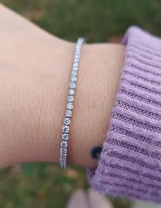 Bracelet chaîne de tennis Moissanite en argent 925 plaqué or blanc 18 carats 4.00MM D couleur VVS 1 Bracelets coupe ronde Moissanite pour femme - Product Image 4