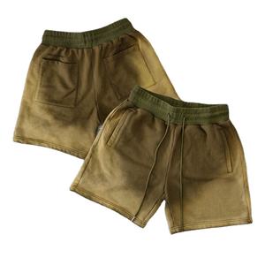 Pantalones cortos deportivos para correr de lana de algodón de rizo francés para hombre personalizados lavado ácido Vintage liso sólido antiarrugas transpirable impermeable - Product Image 1