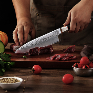 Venta al por mayor personalizado de calidad superior OEM ODM servicio afilado Cuchillo de cocina japonés de acero de Damasco cuchillo de Chef de cocina con mango - Product Image 3