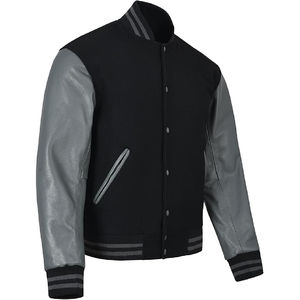 เสื้อแจ็กเก็ตเบสบอล100% สำหรับผู้ชายเสื้อโค้ทผ้าฝ้ายปักโลโก้ด้านหน้าผ้าขนแกะเคลือบสำหรับฤดูหนาวบริการ OEM - Product Image 3