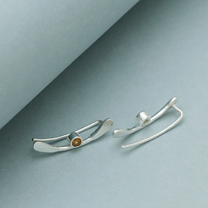 Pendientes escaladores de Plata de Ley 925 con citrino mínimo de forma personalizada, Perla de diamante chapada en oro, regalo impresionante, joyería, precio de fábrica - Product Image 3