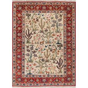 Tapis en laine noué à la main Aalam Beige Marron Pae-5261, motif floral abstrait, pour salon, couloir, entrée, forme rectangulaire, style puzzle - Product Image 1