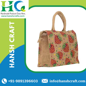 Bolsa de yute de calidad asegurada, bolsa de cosméticos de calidad duradera impresa con diseño de fresa a la venta por exportadores de India - Product Image 2