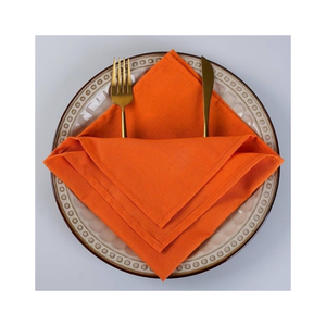 Serviettes de table en coton 100% à haute densité, tissage diamant, couleur orange, traitement anti-décoloration, idéal pour l'hôtellerie de qualité export, acheteurs en gros - Product Image 2