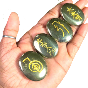 Usui Reiki Pyrite Cristal Avec Usui Reiki Set Symbole Set Pierre Naturelle Guérison Usui Cristal Reiki Gemstone Vente en Gros - Product Image 4