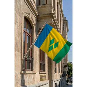 Ensemble de mât de drapeau télescopique mural Saint-Vincent-et-les-Grenadines avec accessoires de présentation - Product Image 2