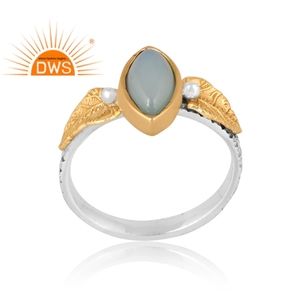 Design étonnant Bague en argent sterling 925 avec pierres précieuses en calcédoine naturelle Bijoux personnalisés pour femme Cadeau pour elle - Product Image 1