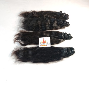 Venta al por mayor 100% Virgin Bundle Color Natural Indian Raw Hair Straight Women machine doble trama de onda profunda extensiones de cabello humano - Product Image 4