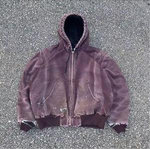 Sudadera con Cremallera de Algodón 100% Personalizada de Alta Calidad, Lavada al Ácido, Oversize, Desgastada, Resistente al Viento, Transpirable, con Estampado Otoñal Bordado - Product Image 5