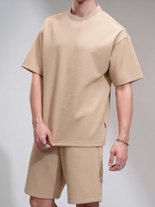 Ensemble T-shirt et short pour homme en coton gaufré, respirant, léger, style streetwear, deux pièces - Product Image 4