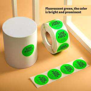 שימוש חוזר ראשון מדבקות למזון 1.5 אינץ' למסעדה דבק נשלף תוויות מזון תווית עיגול ירוק - Product Image 4