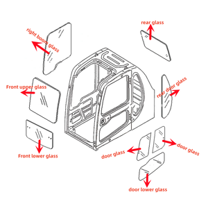 Vetro Temperato per Cabina di Escavatori <span class=keywords><strong>Komatsu</strong></span> PC60-8, PC120, PC130-7, PC200-11, PC210, PC240, Finestrino Anteriore e Vetro Porta - Product Image 1