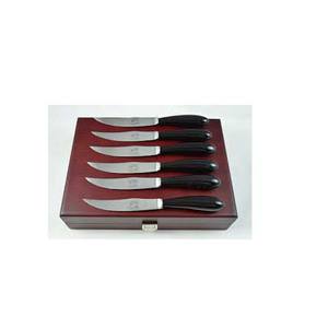 Couverts en acier inoxydable de couleur argentée avec manche en résine noire Ensemble de couteaux - Product Image 1