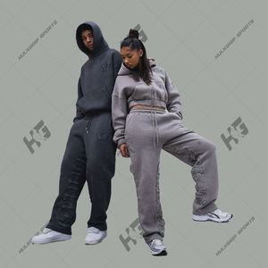 Chándales bordados de invierno personalizados de alta calidad para hombres y mujeres, chándal de punto de peso pesado de diseñador de 400gsm - Product Image 1