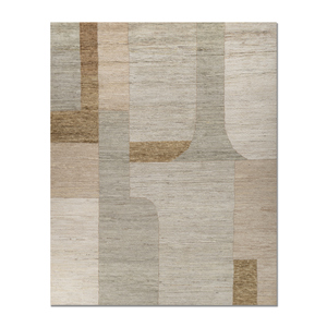 Alfombra Rectangular Abstracta Blythe Green de Lana Anudada a Mano 9x12 para Entrada/Ambiente, Modelo Re-1614, Alfombra Hecha a Mano Tipo Rompecabezas - Product Image 1