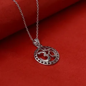 14K Gold 925 Silver Om Pendant <b>Necklace</b> Freshwater Pearl Geometric <b>Spiritual</b> Jewelry for Women Rhodium for Gifts Topaz Emerald - Product Image 1