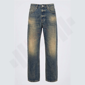 Jeans Hip Hop pour Hommes de Haute Qualité, Nouveau Style Été 2025, Denim Délavé Vintage, Lavable, Boutons, Coupe Droite, Personnalisable, Style Urbain - Product Image 1