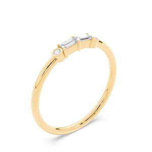 Marca 0,12 quilates peso 18K 14K oro sólido Baguette y corte redondo anillos de diamantes cultivados en laboratorio letra P código Morse anillo inicial - Product Image 2