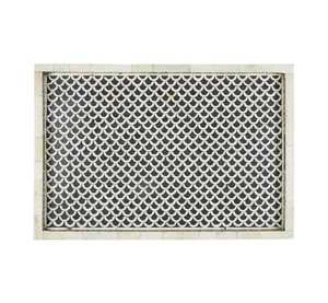 Plateau de service en os incrusté fait à la main avec des motifs floraux complexes, bijou du désert, taille et couleur personnalisables pour le Ramadan, en provenance d'Inde - Product Image 3