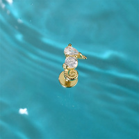 CANNER S925 Plaqué Or Argent Sterling Larme Blanc Zircon Tortue de Mer Hippocampe Griffe Dos Plat Vis Filetée Piercings