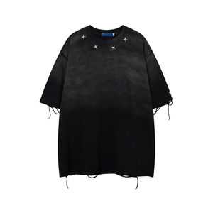 T-shirt de haute qualité personnalisé Vintage en détresse délavé à l'acide pour hommes 100% coton col rond Streetwear - Product Image 5