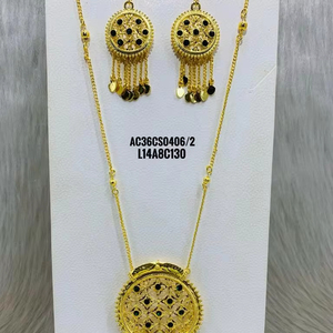 Conjunto de collares de moda de cadena de eslabones de latón chapado en oro árabe nuevo clásico con joyería elegante - Product Image 1