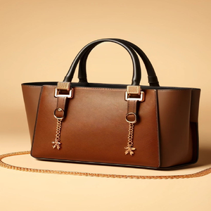 Sac à main élégant marron avec une texture crocodile, une boucle avant décorative et des accessoires de couleur or, disponible au prix de gros. - Product Image 4