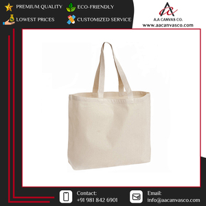 Qualité exceptionnelle couleur crème recyclable réutilisable toile de coton fourre-tout sacs à provisions Promotions directes personnalisées indien - Product Image 3