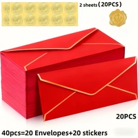 Personnalisation # 10 enveloppes rouges du Nouvel An avec bordure dorée, invitations pour mariage, affaires, fêtes d'anniversaire, enveloppes de Noël