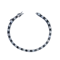 Nouveau bracelet tennis classique élégant en argent sterling avec diamants noirs et blancs taillés en moissanite, certifié GRA, personnalisé et tendance
