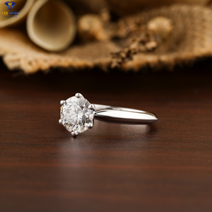 2,01 TDW Corte redondo Anillo de diamante solitario 18K Oro blanco Cuchillo Borde Vástago Cvd/Hpht Diamante Anillo de compromiso Piedra de laboratorio - Product Image 2