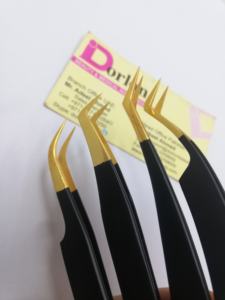 Pinzas para pestañas de acero inoxidable chapadas en oro Dorlon, puntas de precisión duraderas, herramientas de extensión de pestañas sostenibles, Pakistán - Product Image 3