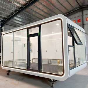 Solución de Oficina Portátil, Diseño de Pared de Cristal, Color <span class=keywords><strong>Crema</strong></span>, 20 pies, 30 pies, 40 pies, <span class=keywords><strong>1</strong></span>, 2, 3 Dormitorios, Cabaña Prefabricada Escalable Tipo Apple en Venta - Product Image 4